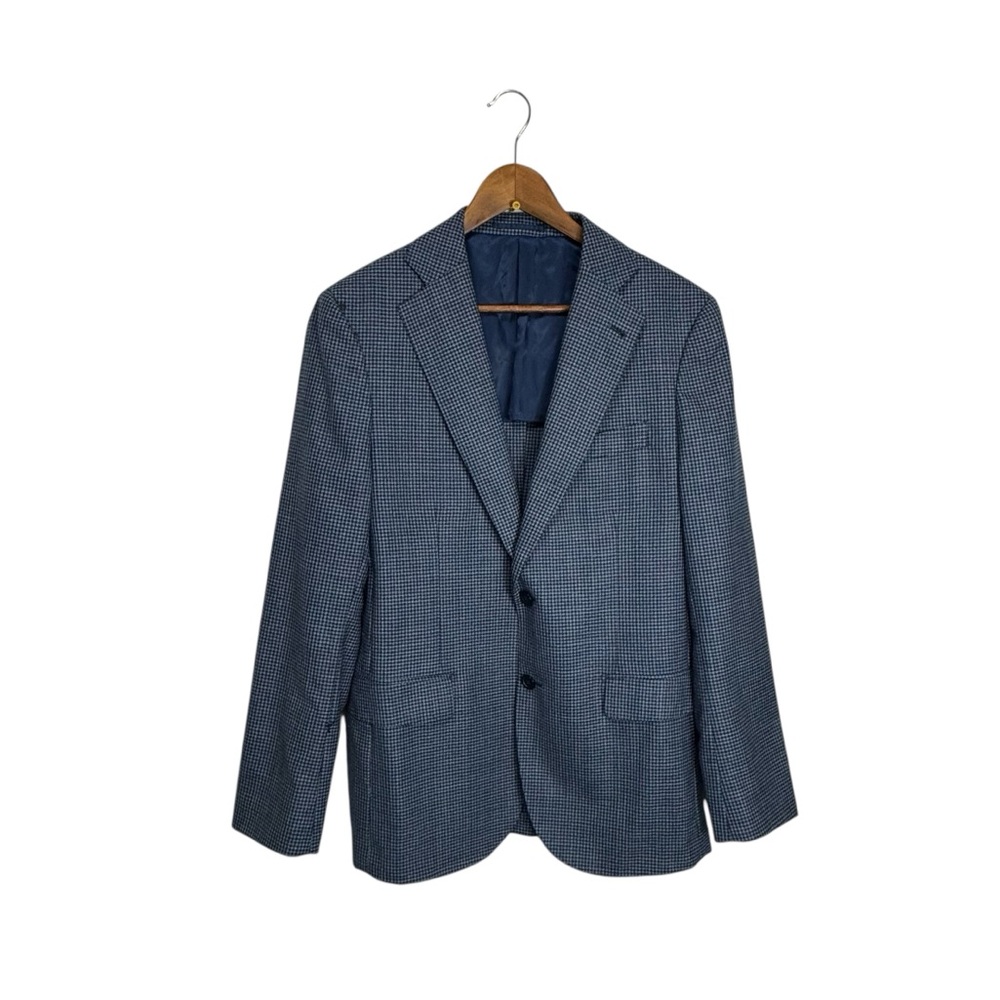Gutteridge Italy Blue Plaid Blazer Wool Size 50
